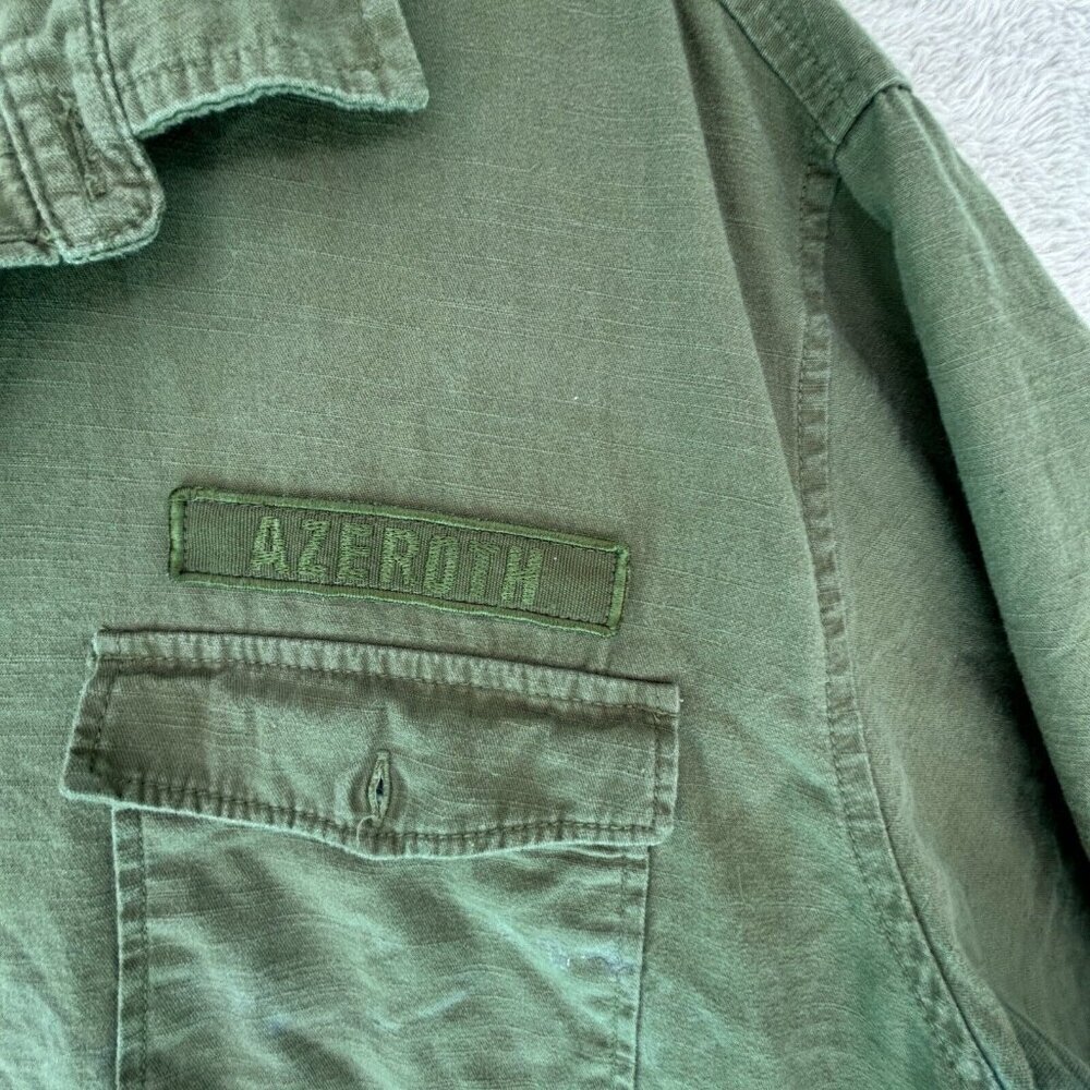 Blizzard World Warcraft Azeroth Button Down Military Shirt 2XL WOW Green - Picture 2 of 3